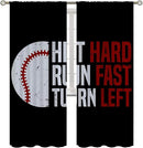 Baseball Blackout Curtains for Boy Girl Room Darkening Decor,Sport Theme Red and White Motto Dark Bedroom Living Room Home Rod Pocket Thermal Insulated Window Curtain/Drapes Panel,84x84 Inch… by TinyTreasures Baby Boutique