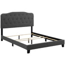CasaFoyer Amelia King Bed | Luxurious Upholstered Fabric | Button-Tufted Headboard | Solid Wood Construction | Non-Marking Legs | Supports Various Mattress Types | Elegant and Sturdy | Gray