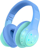 EarFun K4 Kids Bluetooth Headphones, Wireless Headphones with LED Lights, 74/85/94dBA Volume Limited, Built-in Mic, 90H Playtime, Bluetooth 5.4 Over Ear Headphone for iPad/Tablet/PC/School (Green) by TinyTreasures Baby Boutique