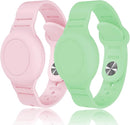 Kids Waterproof Airtag Bracelet Compatible with Apple AirTag, Hidden Silicon Protective Case for Air Tag GPS Tracker Holder, Adjustable Anti-Lost Watch Band for Toddler Child (Pink & Green) by TinyTreasures Baby Boutique