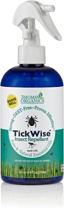 3 Moms Organics TickWise 8oz, Made with All Natural Essential Oils, DEET-Free, Tick and Insect Repellent, Plant Based Essential Oils, All Natural Ingredients Great for Adults, Kids, Dogs & Horses by TinyTreasures Baby Boutique