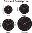 Mosewa Wall Clock 8 Inch Black Battery Operated Silent Non Ticking Simple Minimalist Rose Gold Numbers Decorative for Bedroom Living Room Kitchen Home Bathroom Office by CozyNest Decor