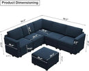 Belffin Modular Sectional Sofa with Storage Seats Velvet L Shaped Corner Couch Convertible Sectional Sofa with Chaise (Blue, L Shape-1)… by CozyNest Decor