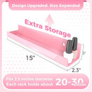 4 Pack 15 Inch Pink Acrylic Shelves, Kids Floating Bookshelf for Kids Room, Modern Nail Polish Rack Sunglasses Essential Oil Picture Ledge Display Toy Storage Wall Shelf by TinyTreasures Baby Boutique