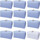 Bridesmaid Proposal Gifts Letter Cosmetic makeup bag bulk for Wedding Party Favors Bachelorette party decorations Toiletry Organizer Bag Makeup Case Gift (12, White&Dusty Blue) by TinyTreasures Baby Boutique