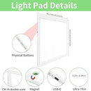 KOBAIBAN A4 Magnetic Light Pad with Bag, Rechargeable Diamond Art Light Board with Side Physical Buttons, 3 Color Light Modes Super Bright Light Table Light Box for Tracing, Drawing, Sketching (White) by TinyTreasures Baby Boutique
