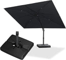 PURPLE LEAF 9' × 11.5' Patio Cantilever Umbrella with Base Outdoor Rectangle Adjustable Offset Umbrellas with 360-degree Rotation and 8 Heavy Duty Metal Ribs for Garden Deck Pool Grey by GreenHaven Gardens