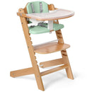 Cowiewie Natural Wooden High Chair for Babies & Toddlers 3-Tier Remove Adjustable Tray and Highchair with Cushions, Easy to Clean, Portable(Green) by TinyTreasures Baby Boutique