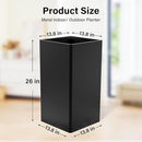 Tall Planters 26 Inch Square Metal Plant Pot with Removable Insert Shelf and Drainage-Modern Tall Black Planters for Indoor & Outdoor-Front Porch,Patio,Garden (14" L X 26" H) by CozyNest Decor