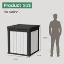 50 Gallon Storage Box, Waterproof Deck Box for Indoor & Outdoor Use, Lockable Pool Storage Bin for Package Delivery, Outdoor Bench for Patio Cushions, Garden Tools, Backyard, Black & White by CozyNest Decor