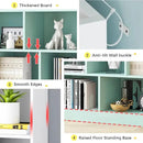 IOTXY Open Shelf Low Bookcase - Wooden 3-Tier Floor Standing Display Cabinet Organizer with Base, 7 Cubes Short Horizontal Bookshelf in Tiffany-Green by CozyNest Decor