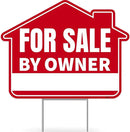 1PC For Sale By Owner Sign with Stakes, 17 Inches by 13 Inches - Double Sided Signs - Corrugated Plastic - FSBO Yard Sign for Home House Real Estate by CozyNest Decor