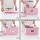 PRANDOM Collapsible Storage Box with Lid [1-Pack] Leather Fabric Foldable Storage Bin Organizer Container Basket Cube with Cover for Home Bedroom Closet Office Nursery Pink (13.6x9.6x6.9) by TinyTreasures Baby Boutique