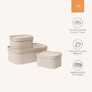LA JOLIE MUSE Storage Basket Set of 3 with Leather Lids Fluted Cardboard - Light Grey by TinyTreasures Baby Boutique