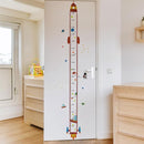 Rocket Self-adheve Vinyl Nursery Wall Decal Baby Growth Chart Sticker for Bedroom Play Room Peel and Stick Kindergarten Height Measure Mural by CozyNest Decor