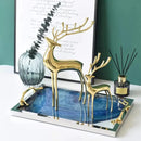 Sziqiqi Reindeer Figurine Statues Deluxe Set of 2, Christmas Deer Pure Copper Heavy Reindeer Ornaments for Home Decor Accents Living Room Office Bookself Tabletop Mantle Christmas Decoration, Gold by CozyNest Decor