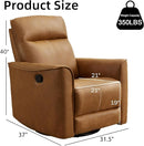 Swivel Rocker Recliner, Glider Rocking Chair, Nursing Chairs Swivel Glider Recliners with Soft Backrest, Leathaire Manual Reclining Sofa for Living Room Bedroom Apartment, Brown by TinyTreasures Baby Boutique
