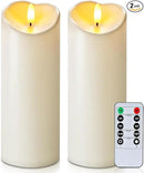 Homemory Outdoor Waterproof LED Candles, Battery Operated with Remote and Timers, Electric Fake Plastic Pillar Candles, Ivory White, Set of 2 by CozyNest Decor