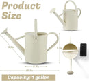1 Gallon Watering Can for Plants, Watering Cans for Indoor&Outdoor Gardening, Galvanized Steel Watering Pot with Removable Spout, Metal Water Can with Ergonomic Movable Handle(White) by GreenHaven Gardens