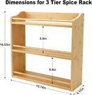 3 Tier Bamboo Spice Rack, Spice Rack Organizer, Seasoning Jars Rack Shelf Spice Organizer for Kitchen Counter or Wall Mounting, Bamboo Spice Storage Holder by CozyNest Decor
