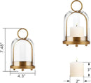 7.5" High Versatile Modern Metal Hurricane Lantern with Handmade Sturdy Glass Dome for 2" Pillar Candle & Plants (Brass, 4" x7.5) by CozyNest Decor