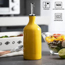 Sweejar Ceramic Olive Oil Dispenser Bottle, Opaque Oil Cruet Protects Oil, Suitable for Storage, Pack of 1, 15.5 Fl Oz (Yellow) by CozyNest Decor
