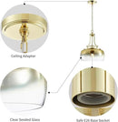 WUZUPS Gold Chandelier Rustic Farmhouse Industrial Round Ceiling Pendant LED Light Fixture with Gradient Glass Shade for Dining Room Kitchen Island Foyer Entryway, H 17" W 13.4", E26 Base by CozyNest Decor