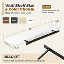 36"x6.8"x1.6" Slanted Floating Wall Shelves 2-Pack - Rustic White Finish, Heavy-Duty Solid Wood Design with Hidden Brackets - Perfect for Living Room, Kitchen, Bathroom, or Office by CozyNest Decor