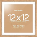 Homeforia 12x12 Light Wood Frame, High End Natural Oak 12 x 12 Square Picture Frames with Mat 10 by 10 inch Photo, 12by12 Wooden Poster Frames Matted to 10x10 Print, Tempered Glass, Wall Kit, Set of 1 by CozyNest Decor
