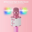 BONAOK Karaoke Microphone for Kids & Adults - Bluetooth Microphones Singing Mic with Disco Lights, Echo Effect, Built-in Speaker Portable Karaoke Player for Party Travel Gifts Q78(Light Pink) by TinyTreasures Baby Boutique
