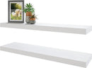 BAMEOS Floating Shelves, 35 in W x 7in D White Wall Mounted Wooden Shelves with Invisible Brackets Set of 2, Hanging Wall Shelves Decoration for Bedroom and Kitchen by CozyNest Decor