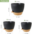 10/9/8 inch Medium Self Watering Pots, Planter, Plant Pots with Mesh Drainage Holes for Indoor Outdoor Garden Plants, Plastic Flower Pots with Removable Deep Reservoir, Black with Brown by CozyNest Decor