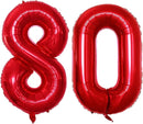 GOER Number 80 Balloons for 80th Birthday Party Decorations,42 Inch Jumbo Foil Helium Balloons for 80th Anniversary (Red) by TinyTreasures Baby Boutique