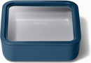 Caraway Glass Food Storage, 10 Cup Glass Container,Ceramic Coated Food Container,Easy to Store, Non Toxic, Non Stick Lunch Box Container with Glass Lids. Dishwasher, Oven,Square Shape,Navy by TinyTreasures Baby Boutique