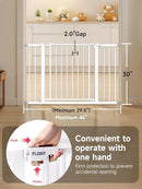 Baby Gate for Stairs, 30'' Tall 29.5-46" Extra Wide Dog Gate for Stairs Walk Thru Auto Close Metal Pet Gate for The House, Stairs and Doorways Child Gate Pressure Mounted Safety Gate Indoor - White by TinyTreasures Baby Boutique