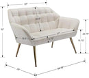 48”Small Loveseat Sofa, Modern Velvet Upholstered Mini Couch 2-Seater Fluffy Love Seat with Quilting Backs and Metal Legs for Small Space Living Room, Bedroom, Beige by CozyNest Decor