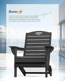 Folding Adirondack Chair HDPE All-Weather Adirondack Chairs with Cup Holder, Outdoor Fire Pit Chairs Lawn Chair for Deck Patio Garden (Black) by GreenHaven Gardens