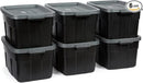 Rubbermaid Roughneck Tote 14 Gal, 6 Pack, Made in USA, Black & Gray, Rugged Plastic Stackable Storage Bins with Lids and Handles by CozyNest Decor