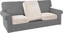 PrinceDeco Stretch Sofa Cushion Covers for Couches and Sofas,Soft Velvet Couch Seat Covers, Sofa Covers Washable, Seat Cushion Cover for 3 Couch Sofa Pet Friendly - Ivory, Each Width Up to 29.5" by CozyNest Decor
