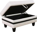 Ottoman Rectangular Storage Ottoman Bench, Faux Leather Footrest, Coffee Table, Stool Footstool with Hinged Lid for Living Room, Bedroom, Entryway, White&Black, 34"x22.8"x17.5" by CozyNest Decor