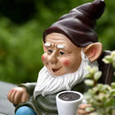 OwMell Drinking Coffee Garden Gnome Statue Decoration 7.3" Figurine Ornament for Indoor Outdoor Home Patio Yard Lawn - Coffee by CozyNest Decor