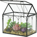 Ferrisland Glass Terrarium Plants with Lid, Black Geometric Terrarium Jar for Succulent Air Carnivorous Plant Moss Snail, House Shape Mini Tabletop Greenhouse Indoor Decor DIY Present (Only Terrarium) by GreenHaven Gardens
