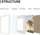 Vittanly 11x14 Picture Frames Set of 9, Shatter Resistant Plexiglass, Display 8x10 Pictures with Mat or 11x14 without Mat, Photo Frames for Wall or Tabletop, Engineered Wood, Whitemist by CozyNest Decor