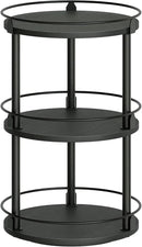 3-Tier Lazy Susan Organizer, Rotating Spice Rack, Spinning Organizer, Industrial Turntable Spice Rack Organizer for Cabinet, Kitchen Countertop, Pantry, Black SR23BK by CozyNest Decor