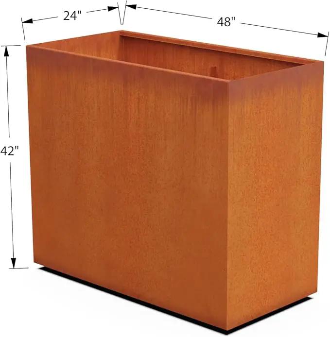 Corten Steel Planter Rectangle Outdoor Metal Garden Box Heavy Duty | Made in USA | Fully Assembled, photo 5 of 7