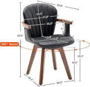 LUNLING Swivel Dining Chairs, Mid Century Modern Black Faux Leather Kitchen Chairs with Arms,Bamboo Legs Side Chairs No Wheels,Accent Chair for Dining Rooms and Offices,1PCS by CozyNest Decor