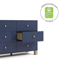 Storkcraft California 6 Drawer Double Dresser (Midnight Blue with Driftwood) – GREENGUARD Gold Certified, Spacious Storage Organizer for Kids’ Room, Safety Interlocking Drawer System by TinyTreasures Baby Boutique