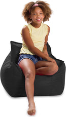Posh Creations Bean Bag Chair Structured Comfy Seat Use for Gaming, Reading and Watching TV, Newport, Black by TinyTreasures Baby Boutique