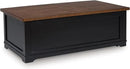 Signature Design by Ashley Wildenauer Farmhouse 2-Drawer Lift-Top Coffee Table with 2 Storage Bins Under Top and Casters, Light Brown & Black by CozyNest Decor