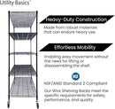 60"x24"x72" Black 5-Tier Premium Metal Wire Shelving NSF 4000 LBS MAX Capacity Heavy Duty Steel Storage Rack for Warehouse, Garage, Hospital, Commercial Space & School w/Premium Wheels by CozyNest Decor